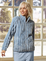 Jadea 5266 giacca Coral fleece effetto rigato colore fiordaliso serie Giove