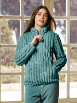 Jadea 5266 giacca Coral fleece effetto rigato colore salvia serie Giove