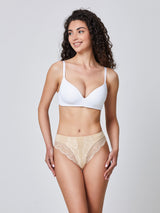 Slip in cotone modal e pizzo frontale cipria