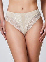 Slip in cotone modal e pizzo frontale cipria