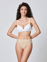 Slip in cotone modal con bordo a smerlo e pizzo cipria
