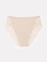 Slip in cotone modal con bordo a smerlo e pizzo cipria