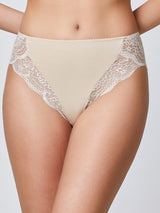 Slip in cotone modal con bordo a smerlo e pizzo cipria