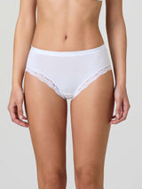 Midi in cotone modal con fascia e pizzo