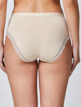 Midi in cotone modal con fascia e pizzo cipria