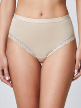 Midi in cotone modal con fascia e pizzo cipria