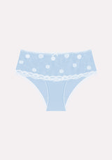 Midi polka dot dress in stretch cotton and lace circe series