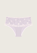 Midi polka dot dress in stretch cotton and lace circe series