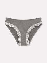 Jadea 6530 slip donna in cotone a costine con pizzo asfalto serie nebula