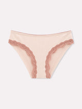 Jadea 6530 slip donna in cotone a costine con pizzo rosa serie nebula