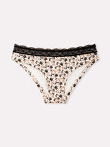 Jadea 6532 slip donna in cotone a fiori con pizzo nero serie aurea