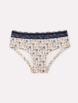 Jadea 6533 slip midi donna in cotone a fiori con pizzo indaco serie aurea