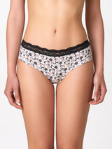 Jadea 6533 slip midi donna in cotone a fiori con pizzo nero serie aurea