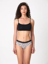 Jadea 6533 slip midi donna in cotone a fiori con pizzo nero serie aurea