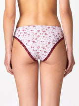 Jadea 6539 slip donna cotone elasticizzato a fiori vino serie celestia