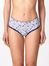 Jadea 6540 slip donna midi cotone elasticizzato a fiori blu serie celestia