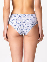 Jadea 6540 slip donna midi cotone elasticizzato a fiori blu serie celestia