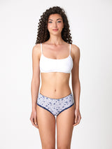 Jadea 6540 slip donna midi cotone elasticizzato a fiori blu serie celestia