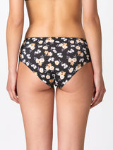 Jadea 6545 slip donna midi cotone fantasia floreale e pizzo nero serie eclissi