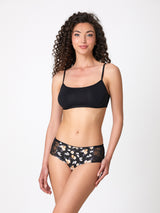 Jadea 6545 slip donna midi cotone fantasia floreale e pizzo nero serie eclissi