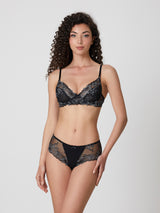 Jadea 6581 slip donna midi in pizzo floreale nero serie alisea