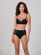 Jadea 6635 slip midi in cotone e pizzo nero serie diana