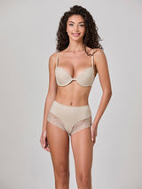 Jadea 6643 slip midi in pizzo e cotone avena serie ophelia