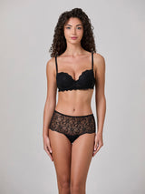 Jadea 6659 slip midi in cotone e pizzo nero serie minerva