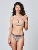 Jadea 6664 brasiliana in cotone elasticizzato con stampa animalier nocciola