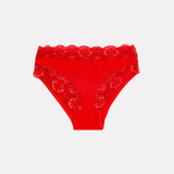 Jadea 742R slip rosso in modal e pizzo