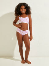 Jadea 826 coordinato bimba in cotone con brassiere fantasia mela lilla