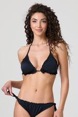 Jadea JB001 triangolo bikini con rouches nero
