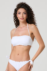 Jadea JB002 fascia bikini con rouches bianco