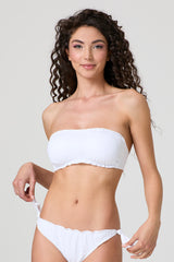 Jadea JB002 fascia bikini con rouches bianco