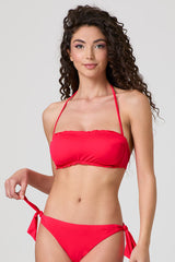Jadea JB002 fascia bikini con rouches rosa corallo