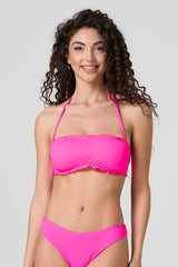 Jadea JB002 fascia bikini con rouches fucsia fluo