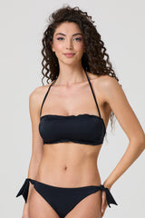 Jadea JB002 fascia bikini con rouches nero