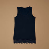 Canotta con pizzo in cotone modal