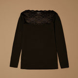 Maglia scollo dritto sottogiacca in pizzo