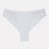 Jadea 516 slip brasiliano bianco in cotone modal e pizzo.