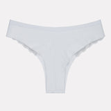 Jadea 516 slip brasiliano bianco in cotone modal e pizzo.