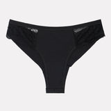 Jadea 516 slip brasiliano nero in cotone modal e pizzo.