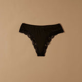 Modal cotton thong with band and lace
