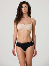 Stretch cotton briefs with lace top band