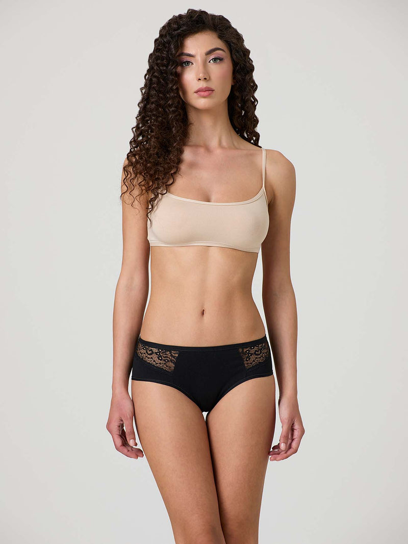 Stretch cotton briefs with side lace