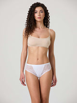 Stretch cotton briefs with lace front