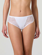 Stretch cotton briefs with lace front