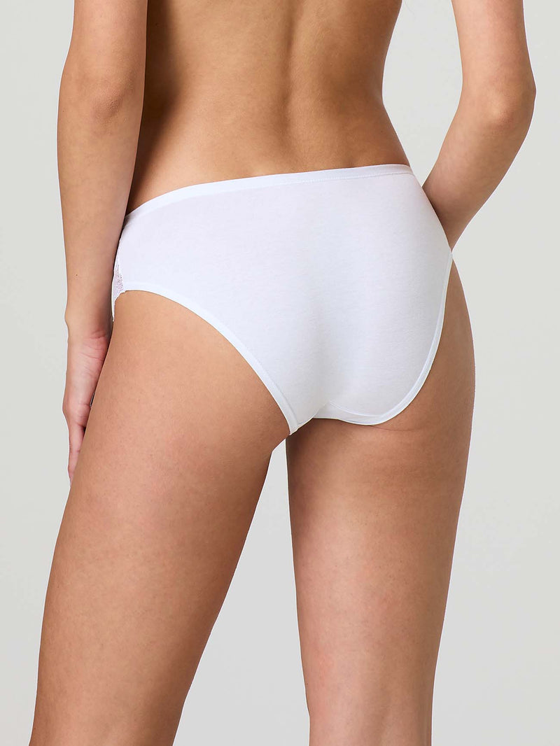 Stretch cotton briefs with lace front