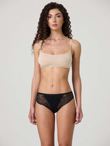 Stretch cotton briefs with lace front