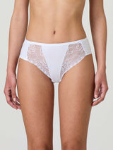 Stretch cotton midi with lace front